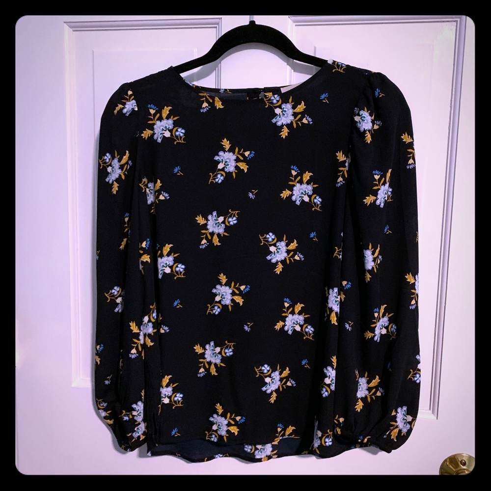 Loft Navy blue floral blouse